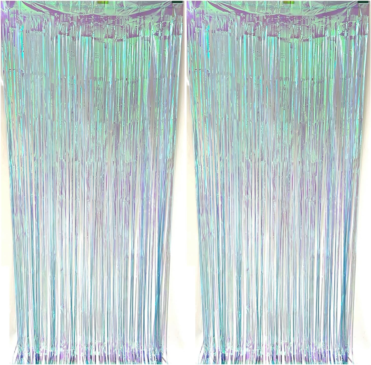 Thumbnail 5 de CYBERNOVA 2 Pack Iridescent Neon FoilFringe Curtain Backdrop – Gold, 3.2 x 6.6 ft
