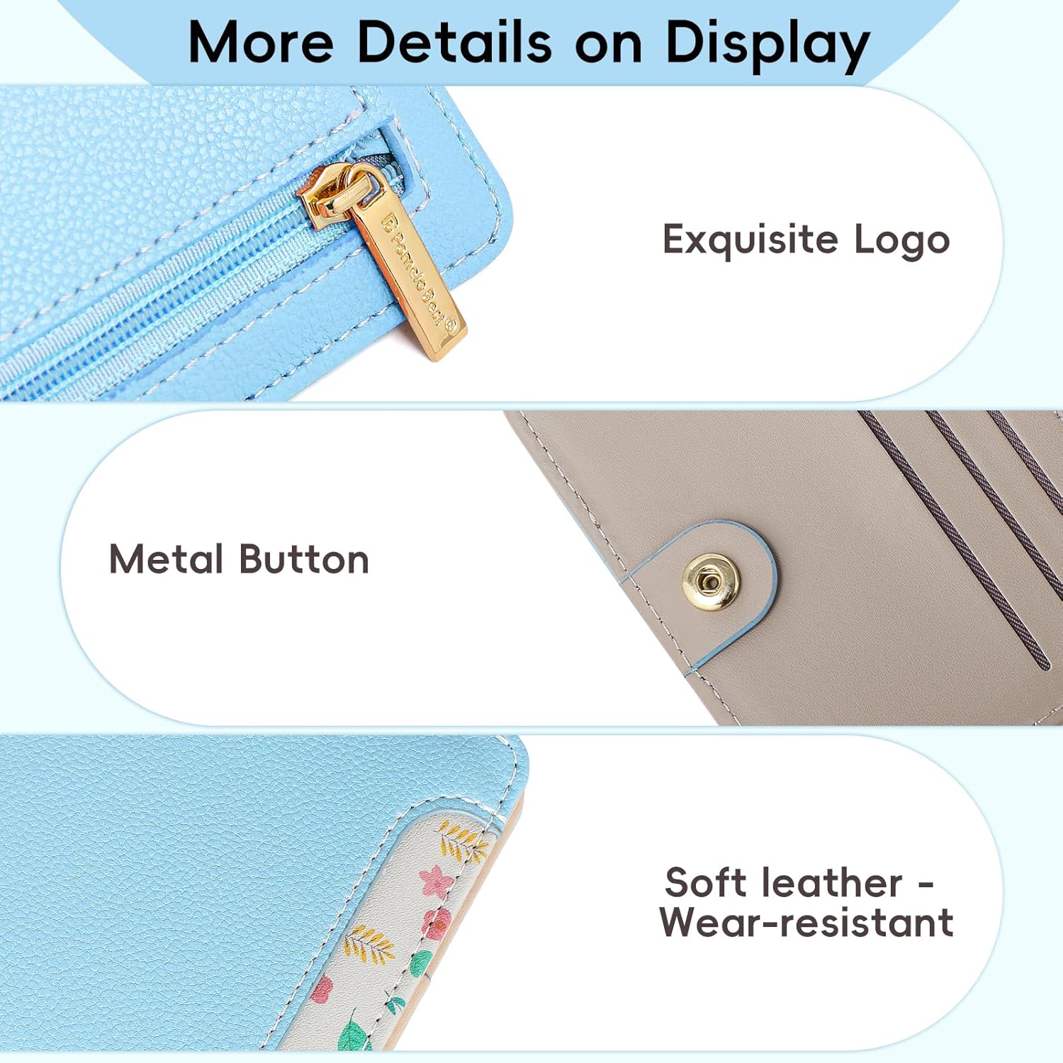 Detalle 2 de Pomelo Best Womens Wallet Soft Small Coin Purse - RFID Blocking Bifold with Zipper Pocket (Blue)