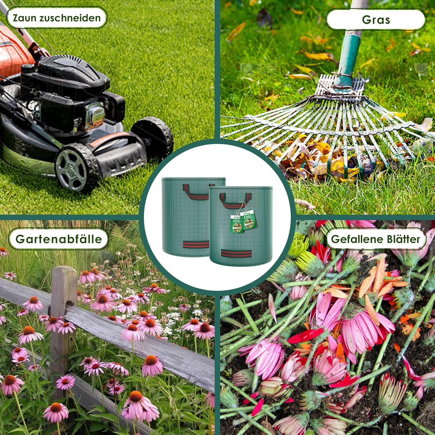 Thumbnail 6 de Pfloge® 2X 500L Gartenabfallsack – robuster, selbststehender Laubsack mit 4 Griffen