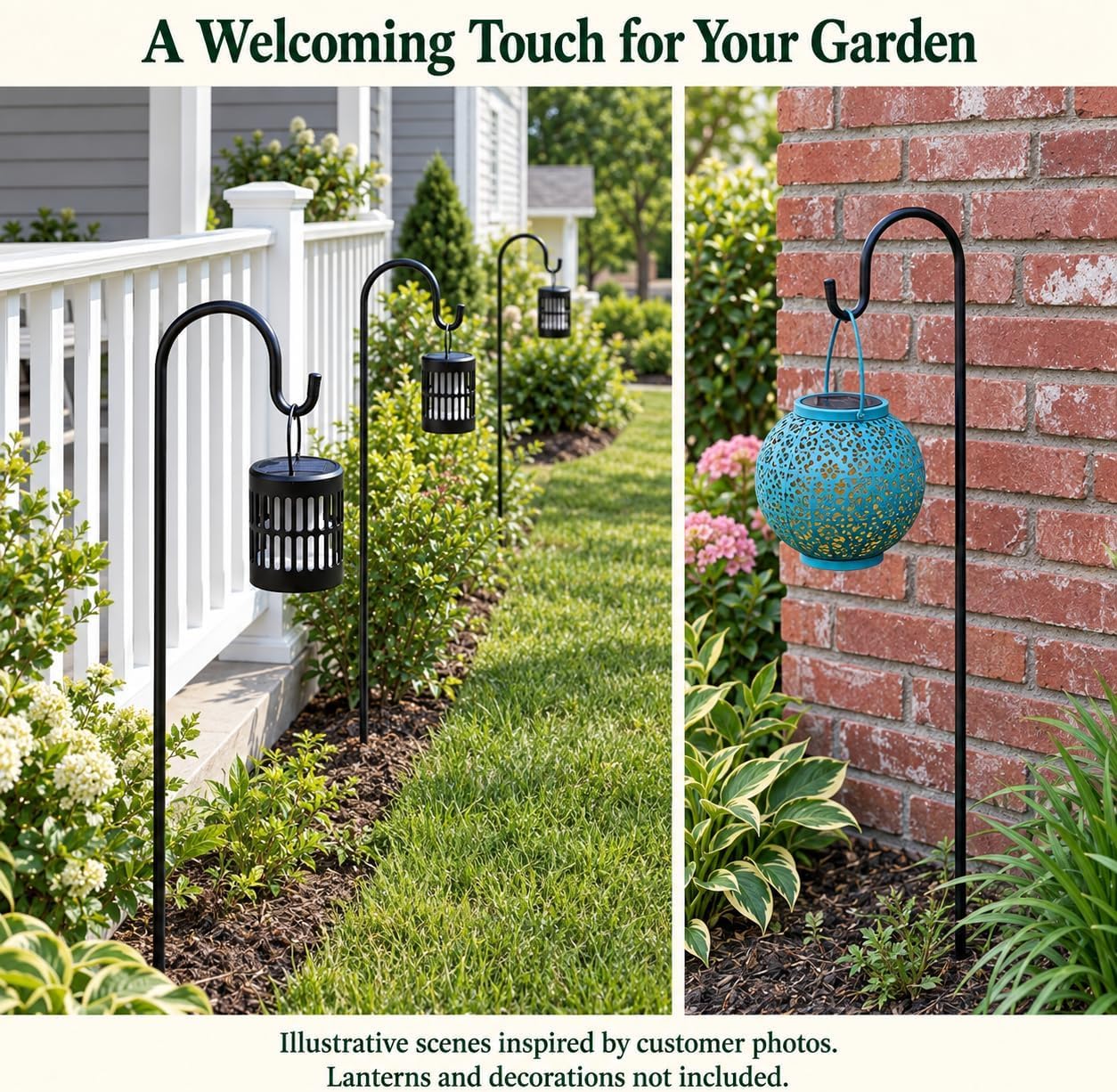 Detalle 2 de Ottsuls Bird Feeder Pole 45-Inch Shepherd’s Hooks, 5-Prong Base, 2-Pack