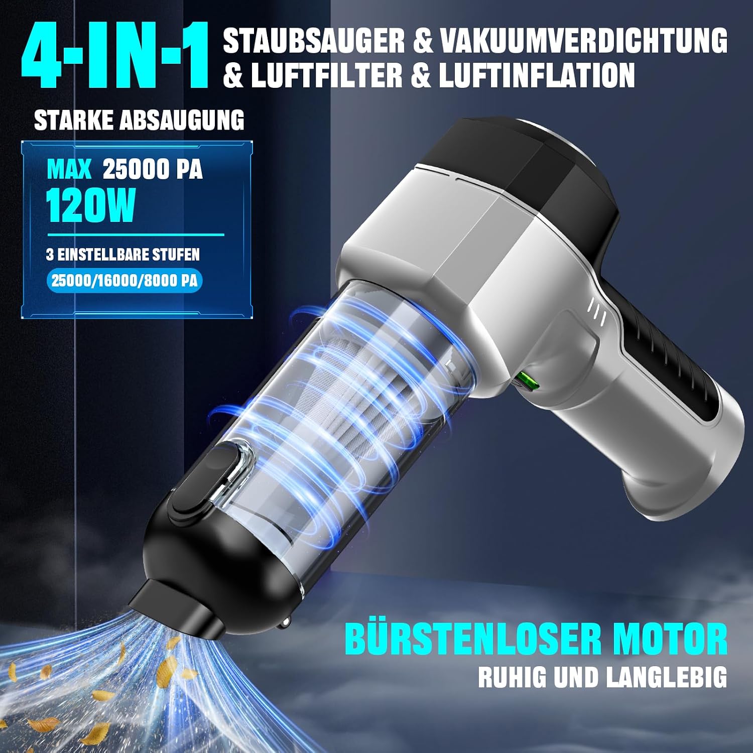Detalle de Micisty ST-66587Plus 4-in-1 accu-handstofzuiger, 25.000 Pa, 3 standen