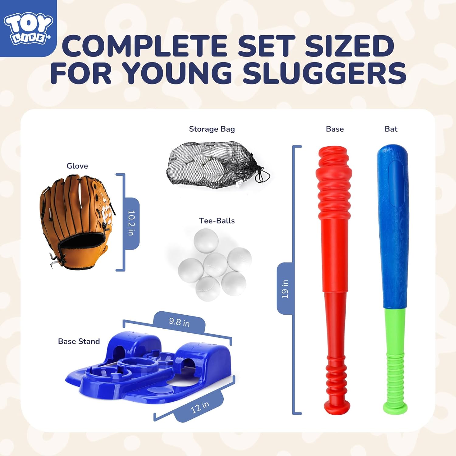 Detalle 2 de TOY Life Tee Ball Set for Kids 3-5 & 5-8: Bat, Tee, Glove & 6 Balls