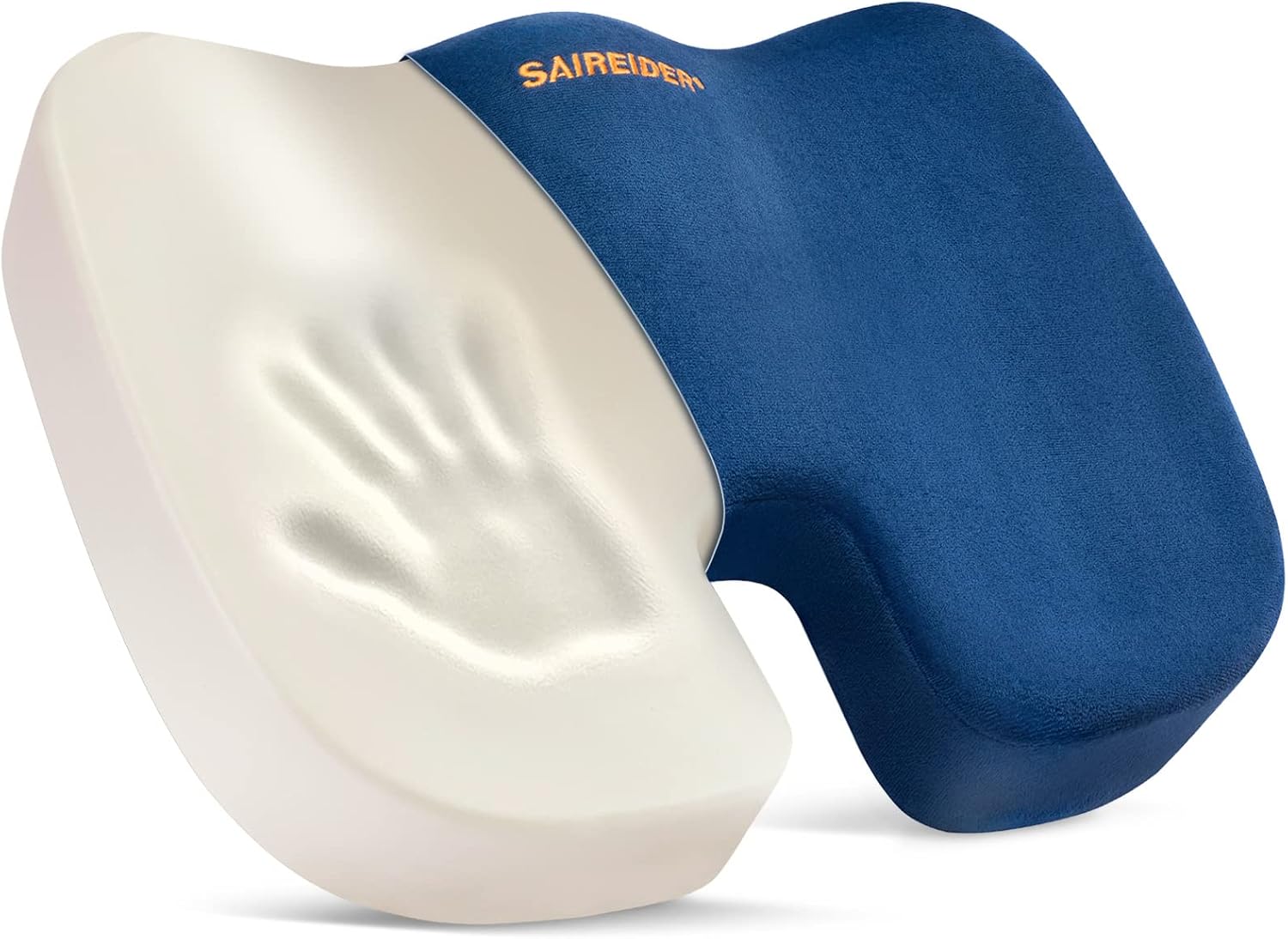 Detalle de SAIREIDER SC-N0402 SRD Seat Cushion, Navy Blue Memory Foam Coccyx Pad