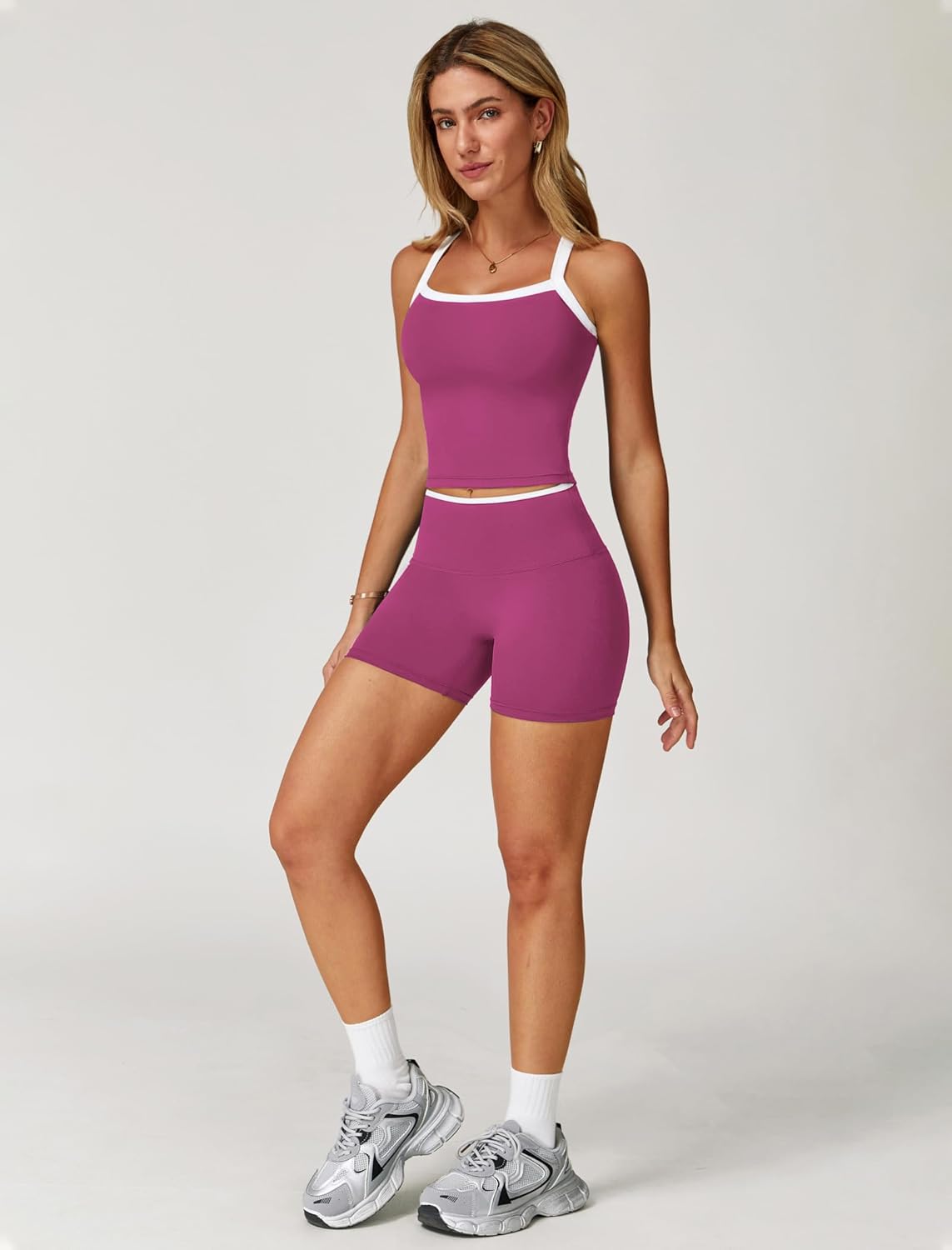 Thumbnail 5 de QBGJTD Two Piece Workout Sets for Women: Tank Top and High-Waisted Shorts