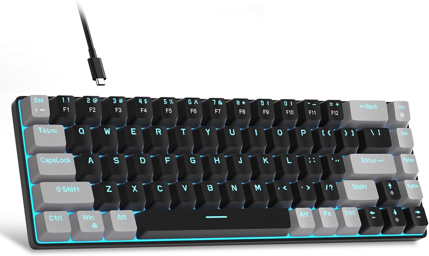 Detalle de MageGee MK-Box 60% Mechanical Keyboard (68-Key) with Red Linear Switches and LED Backlight