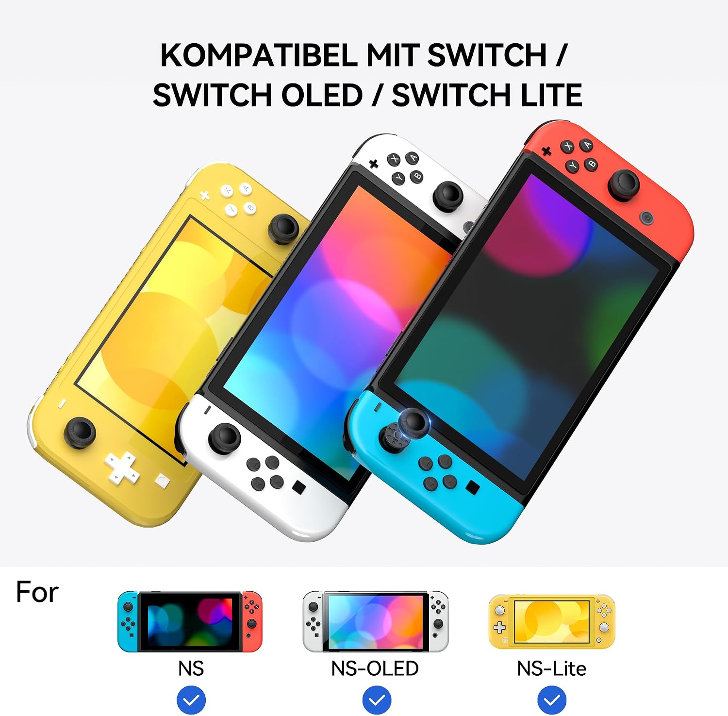 Detalle de 10 Stück Joystick-Kappen für Nintendo Switch, Switch OLED & Switch Lite – rutschfeste Ersatzkappen mit Diamantstruktur für Joy-Con