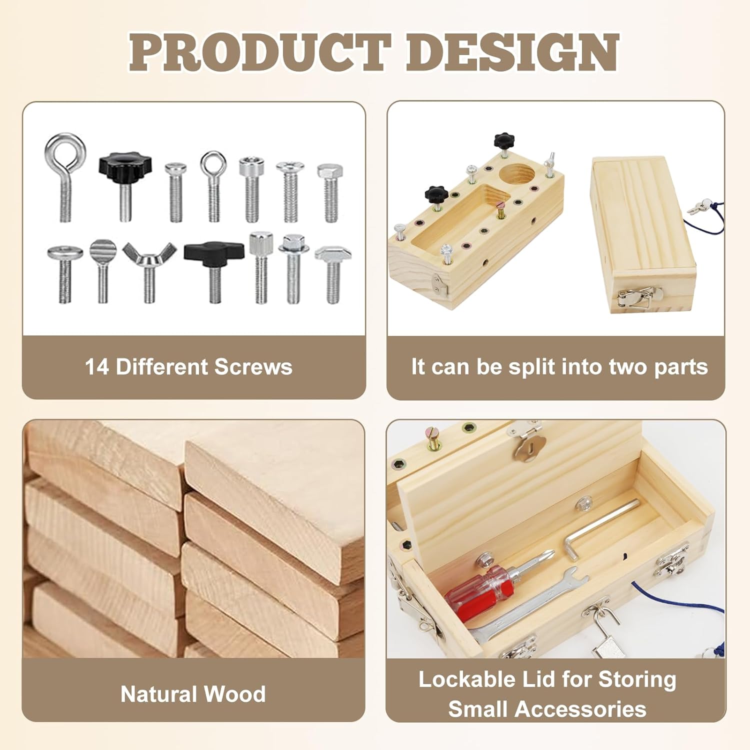 Thumbnail 5 de Montessori Busy Board Holzschraubset ab 3 Jahren