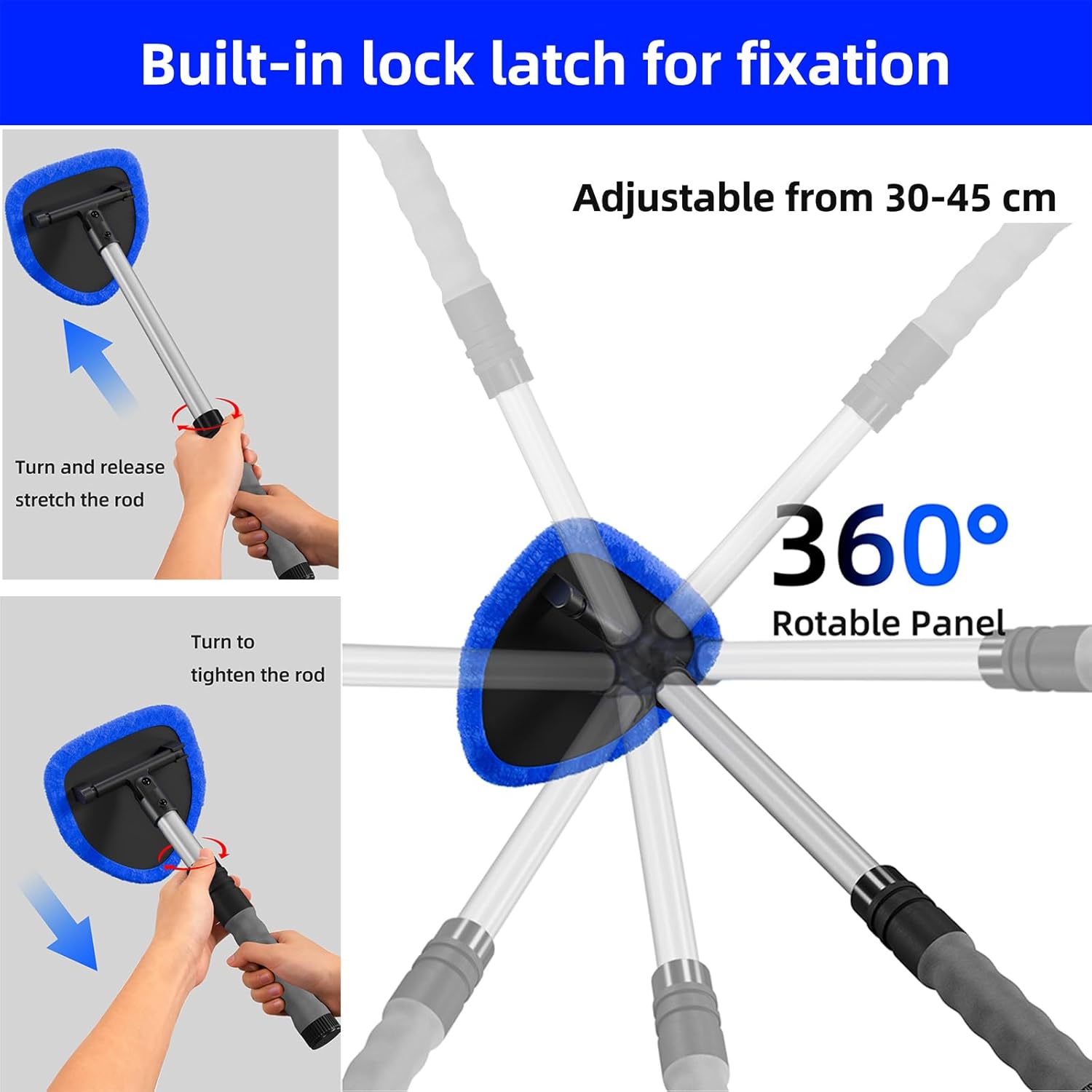 Detalle 2 de Desin Windshield Cleaning Tool with 4 Microfiber Pads ⌁ (but must include category emoji)