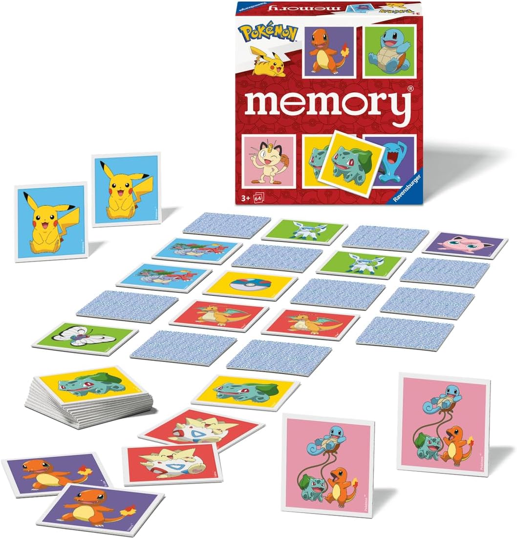 Detalle 2 de Ravensburger Memory Pokémon 24853 – Das Gedächtnisspiel mit 64 Karten