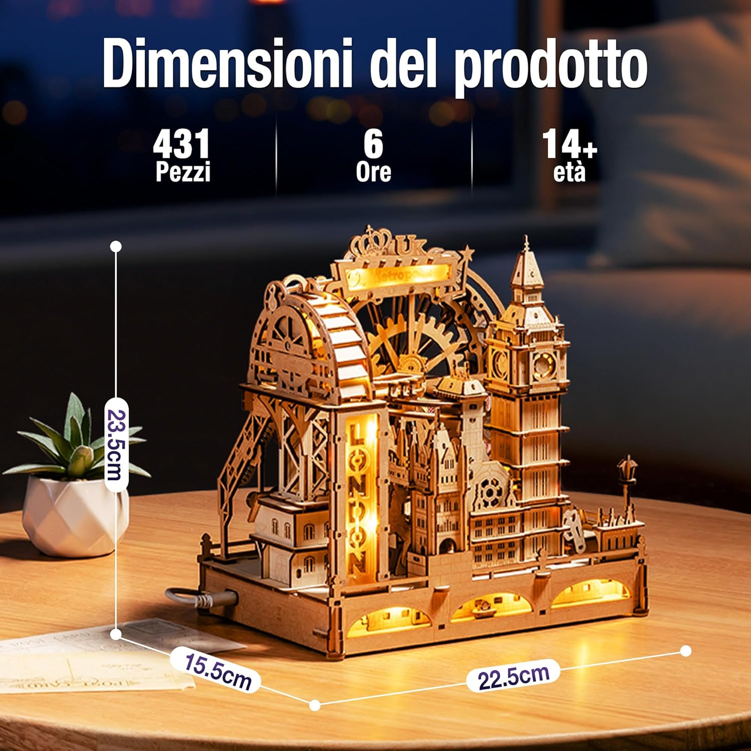 Thumbnail 5 de ROKR Puzzle 3D in legno per adulti (modello Londra) con palline e meccanismo a tocco