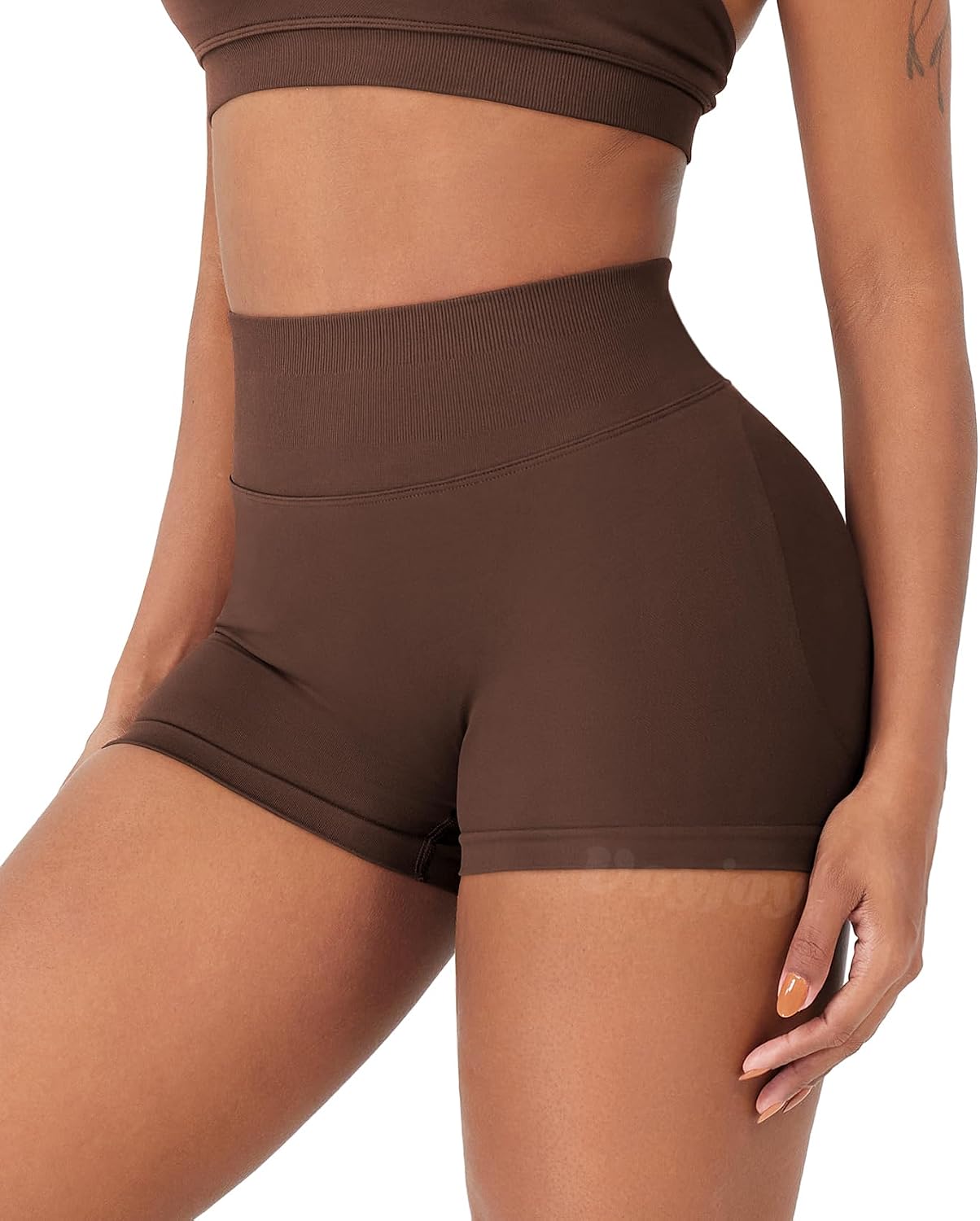 Detalle de VOYJOY Women's Workout Impact Shorts, High-Waisted with Subtle Scrunch