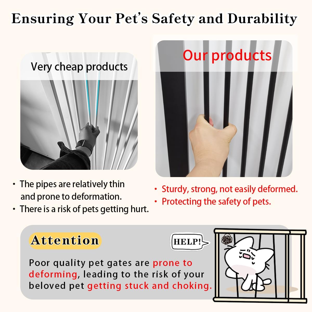 Detalle 2 de Lumizone Extra Tall Cat Gate, 55.12-Inch Metal Pressure-Mounted Gate