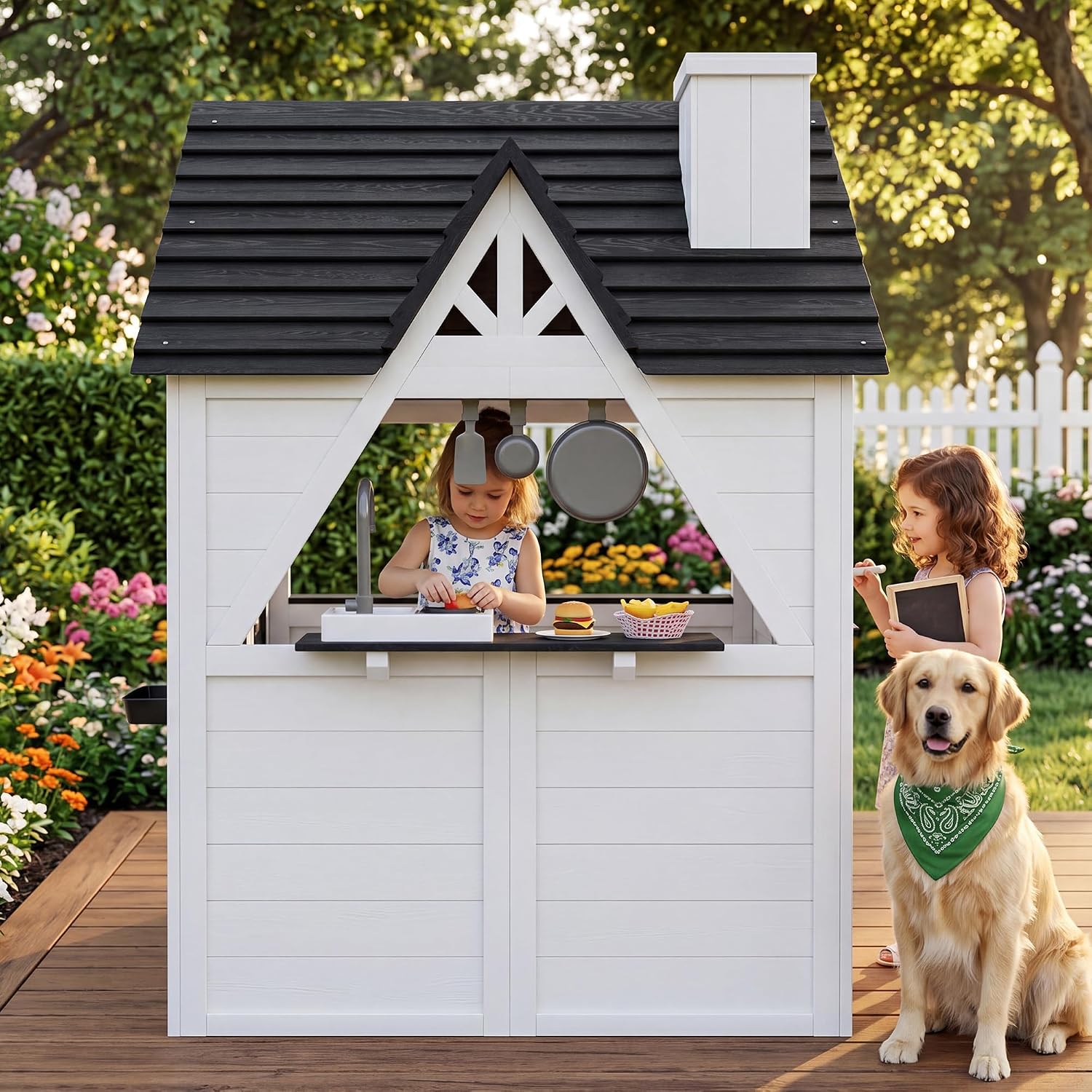 Thumbnail 6 de Aoxun Kids Wooden Playhouse