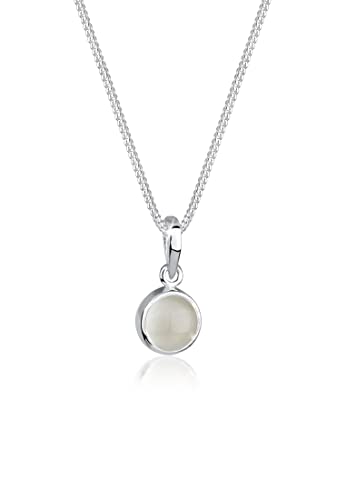 Detalle de Elli Collar Mujer Liso Colgante Piedra Lunar Plata 925 💍