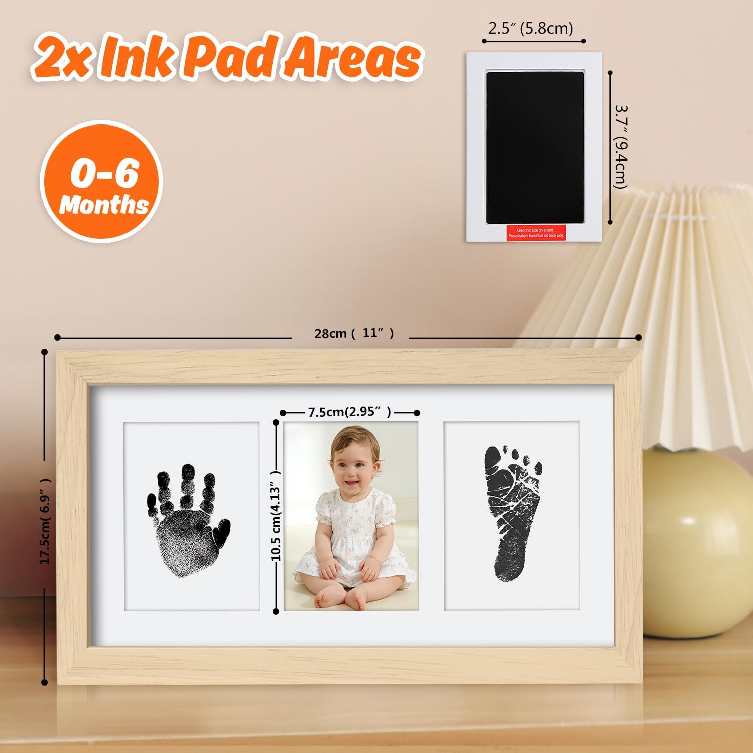 Thumbnail 4 de PewinGo Baby Handprint and Footprint Kit with Clean-Touch Ink Pad (Oak frame)
