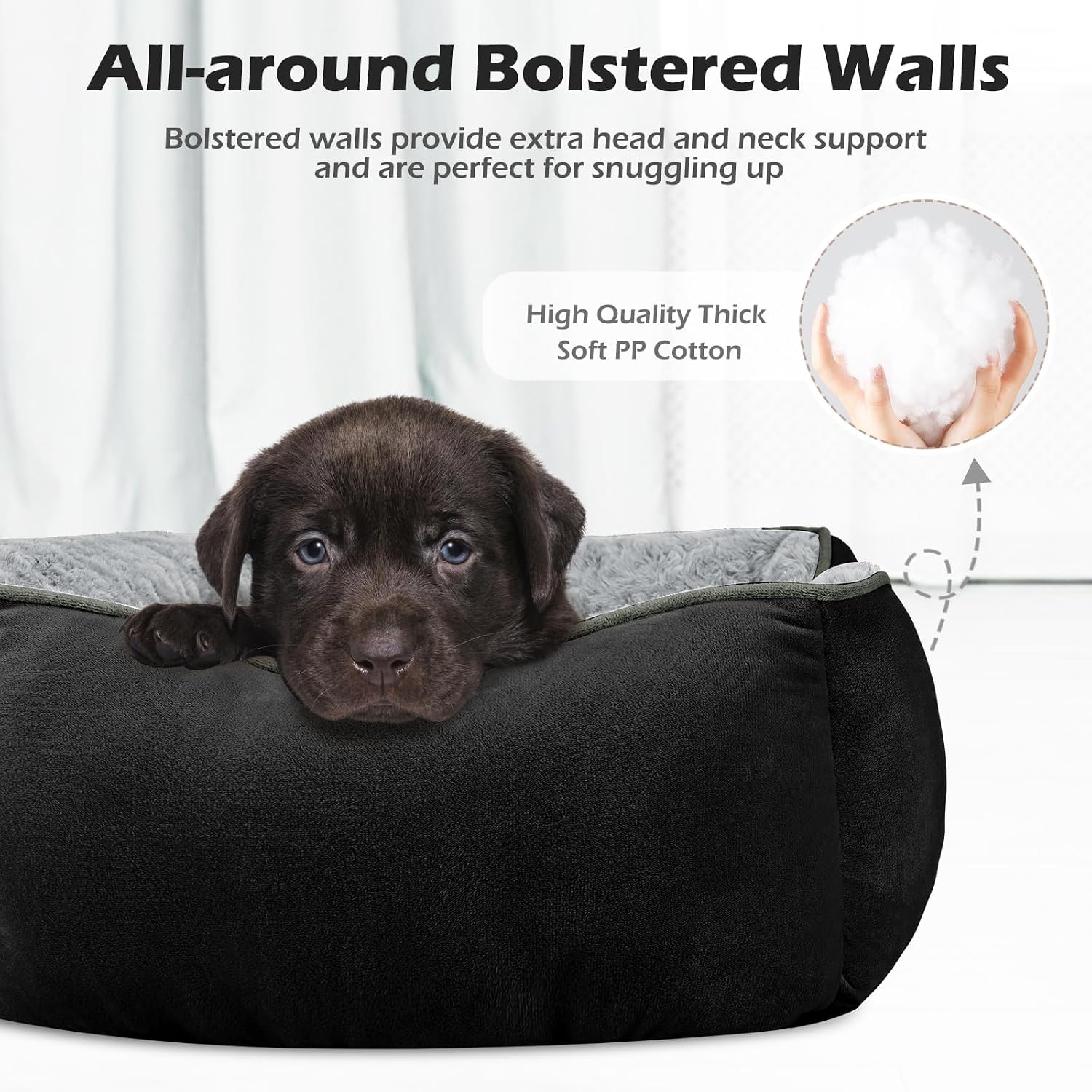 Detalle de INVENHO X-Large Dog Bed, 35 x 25-Inch Orthopedic Bolster Bed
