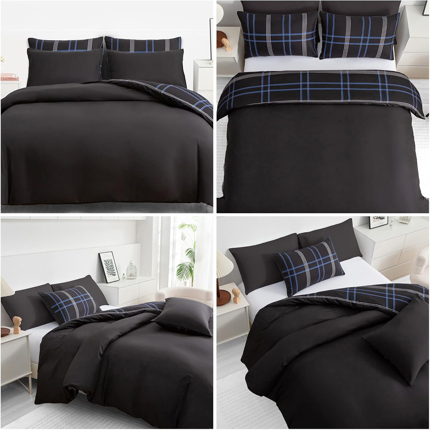 Thumbnail 6 de Pamposh Double Duvet Set – Brushed Microfibre Double Duvet Cover with Zipper, 3-Piece Bedding Set