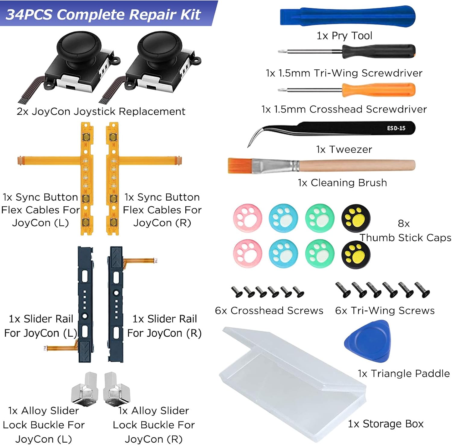 Thumbnail 6 de GeeRic Joycon Kit réparation 34 pièces