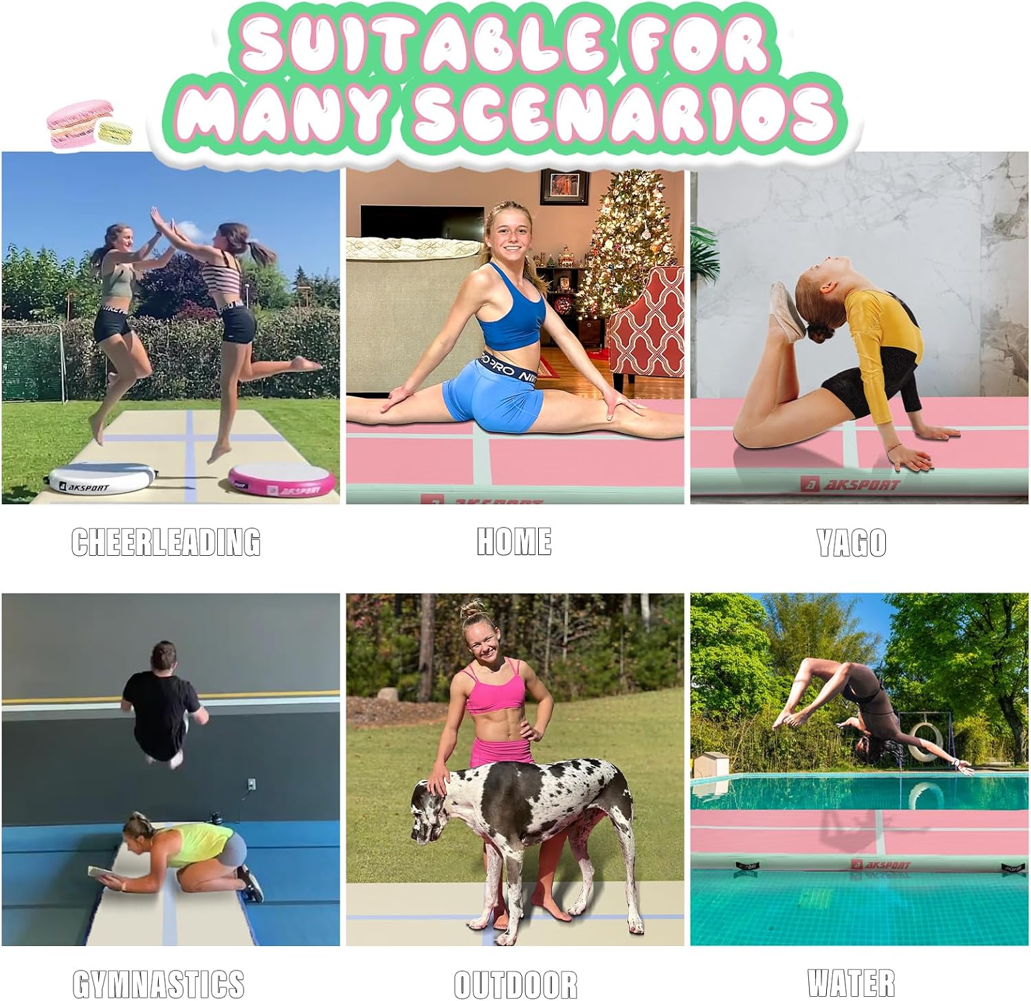 Thumbnail 5 de AKSPORT Inflatable Gymnastics Mat Tumble Track (10ft–23ft) with Air Pump