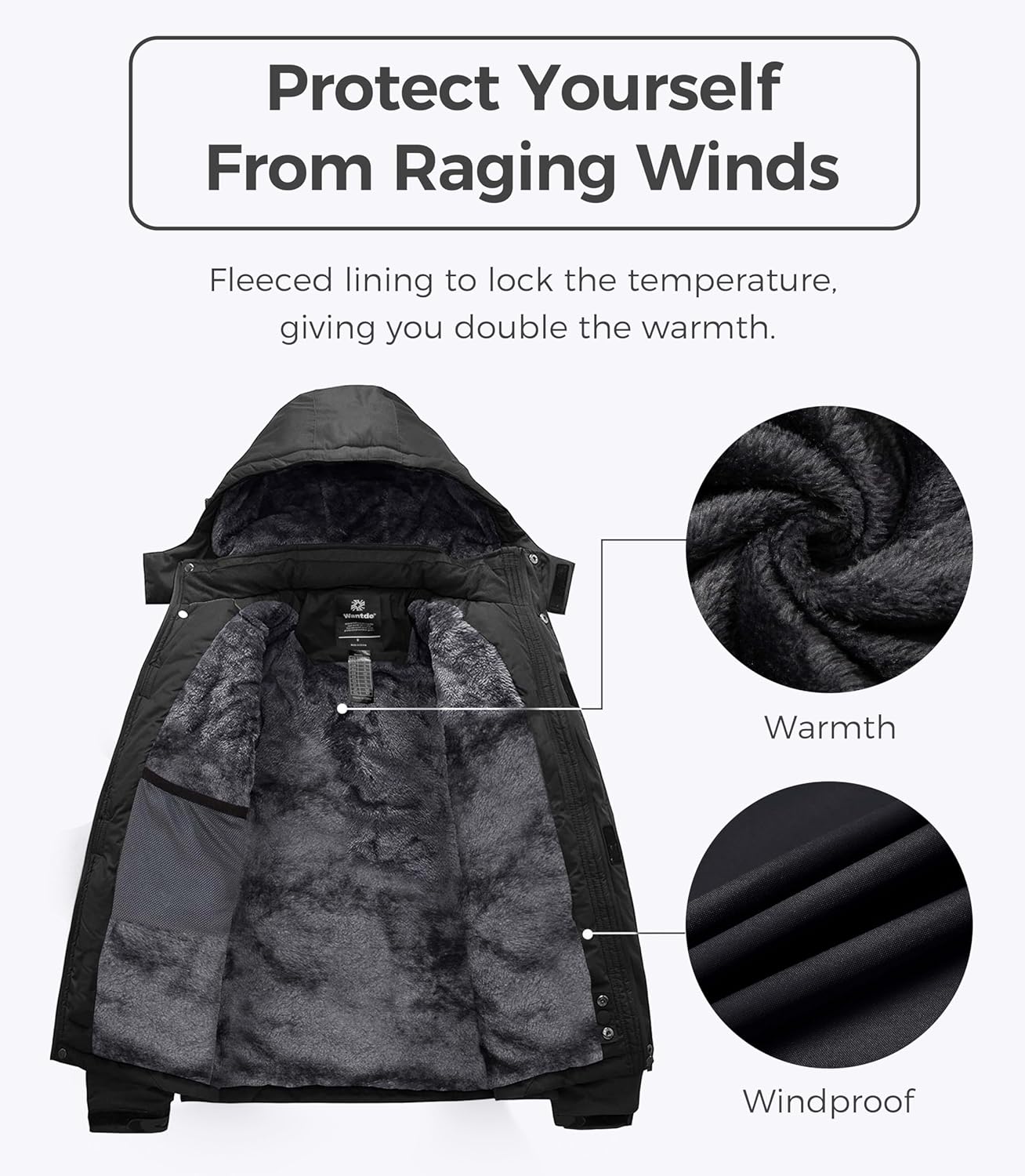Detalle de wantdo Waterproof Ski Jacket 10,000mm