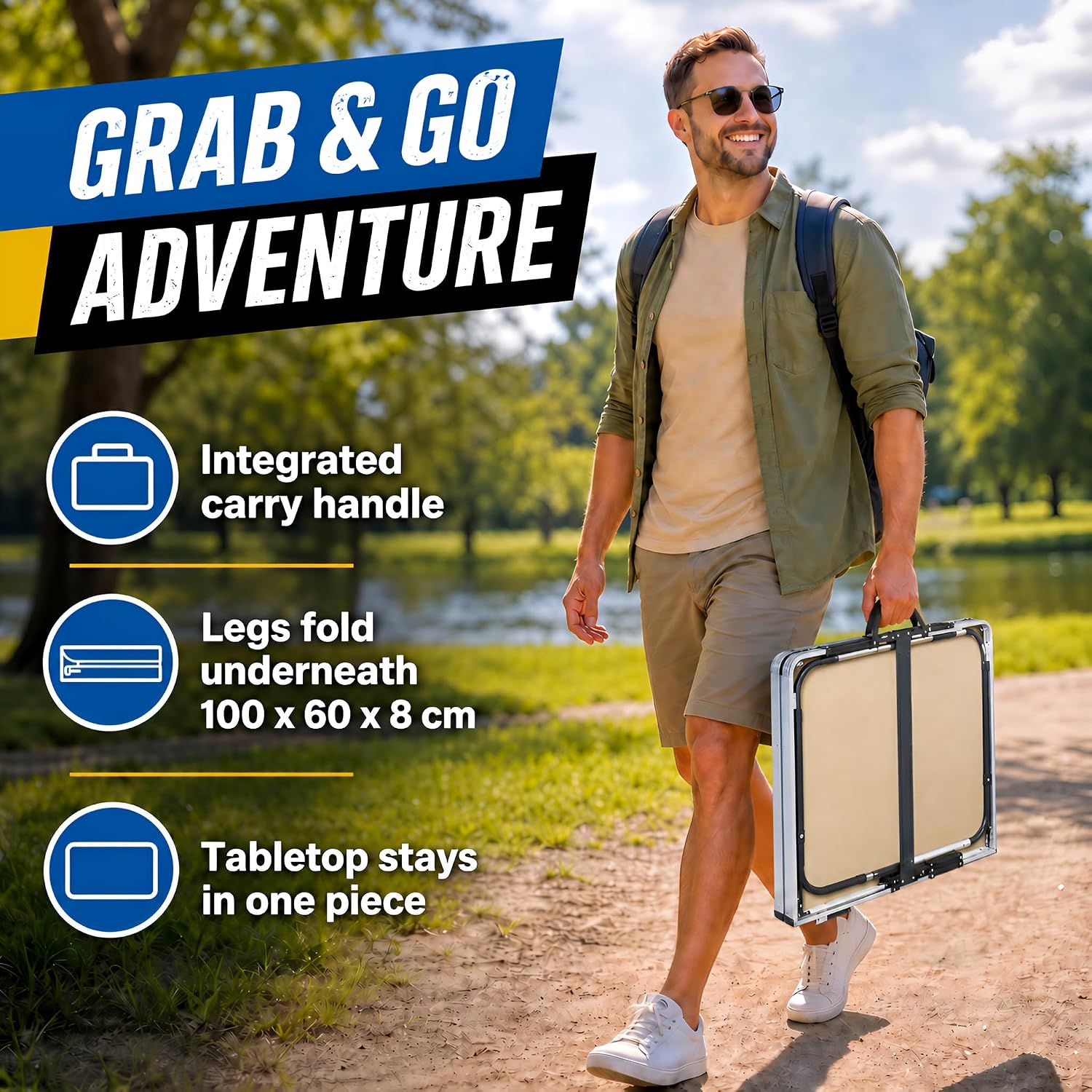 Thumbnail 6 de GOODS+GADGETS 3169011 Folding Table, 100 x 60 cm, 4 Heights, 30 kg