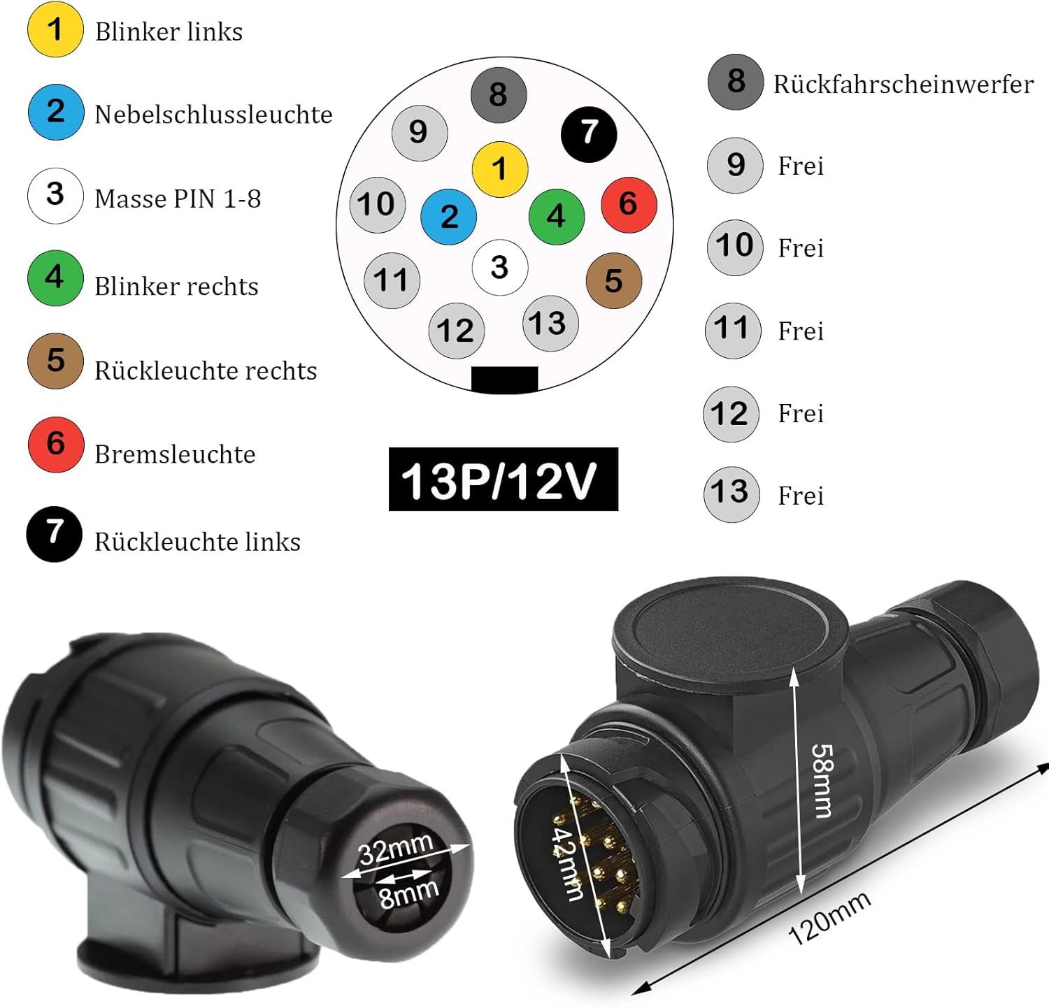 Thumbnail 6 de Warmfay Anhänger Rückleuchten Set (12 V, Universal, 13-polig, 5 m Kabelsatz, E11-zertifiziert)