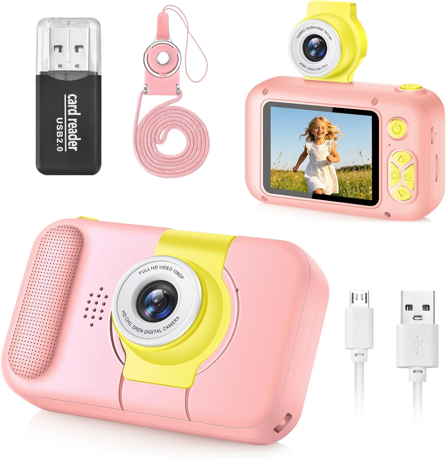 Detalle de ARNSSIEN X101 kindercamera met draaibare lens, 2,4-inch scherm en 1080p-video