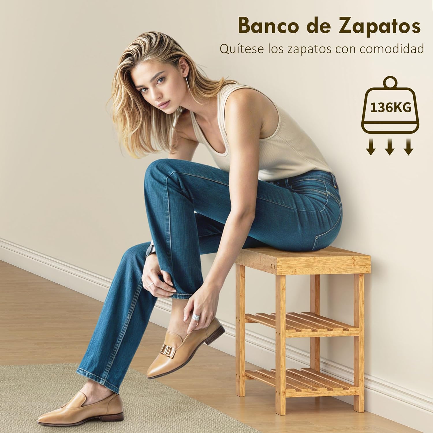 Thumbnail 4 de HOMCOM Banco Zapatero de Bambú