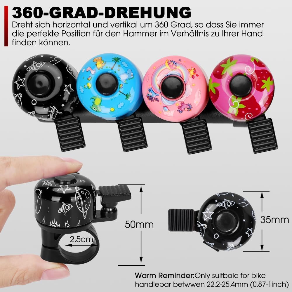 Thumbnail 3 de Kinder-Fahrradklingel 120 dB – Mini-Laut Fahrradklingel für Kinder, Jungen, Mädchen & Erwachsene