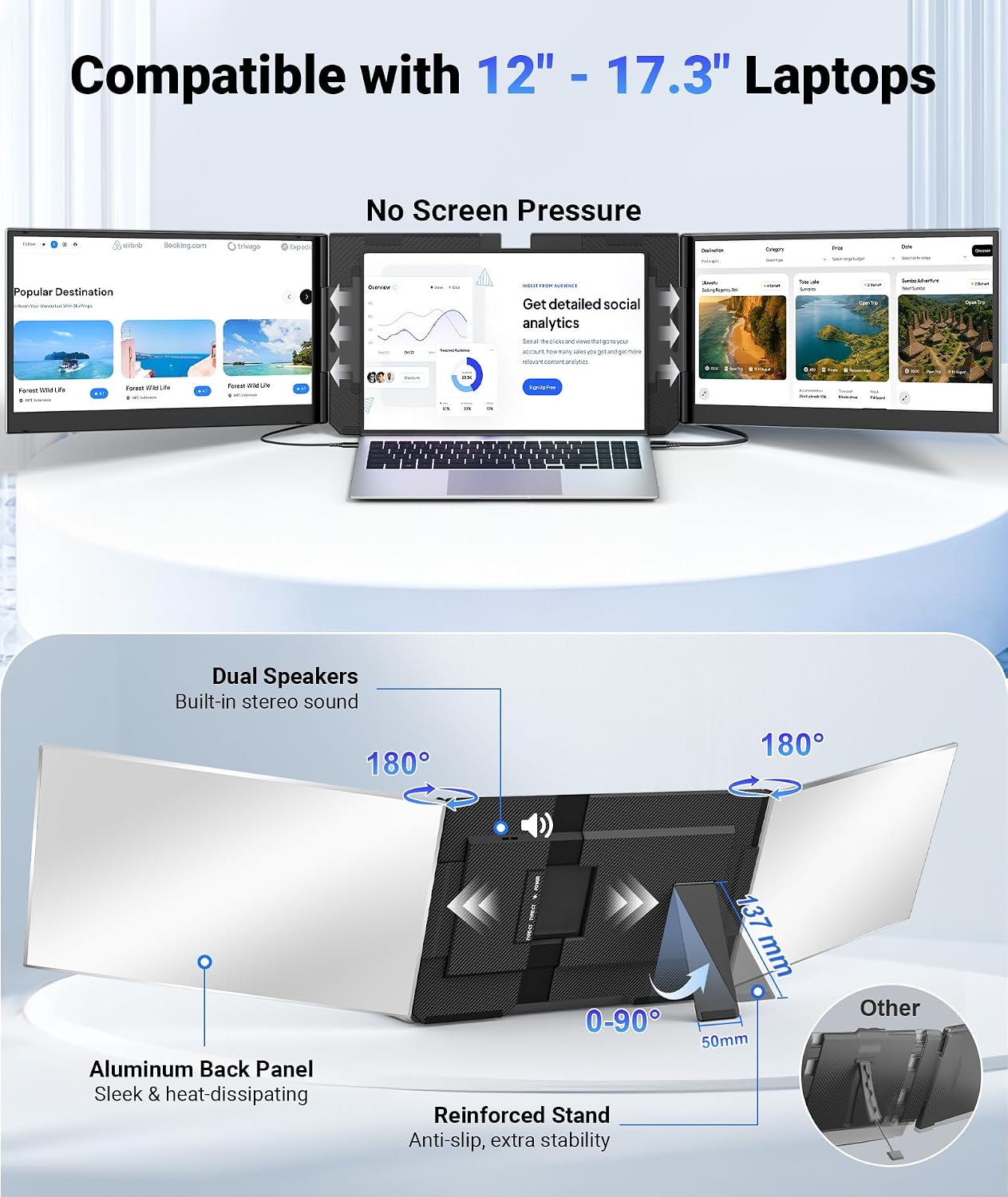 Thumbnail 6 de Synnov 15.6" Laptop Screen Extender: Portable Triple Monitor with 1080p FHD IPS