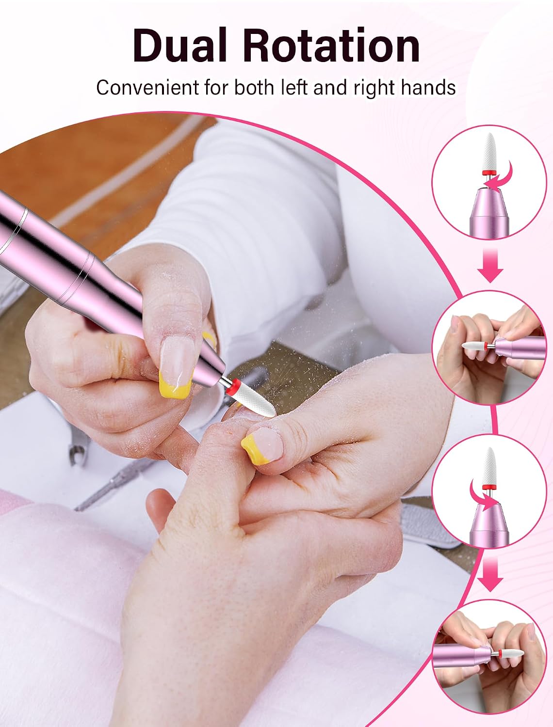 Detalle de QEANY Kabelloser Nagelfräser für Gel- und Naturnägel – 5 Geschwindigkeiten, LED-Anzeige, USB-C