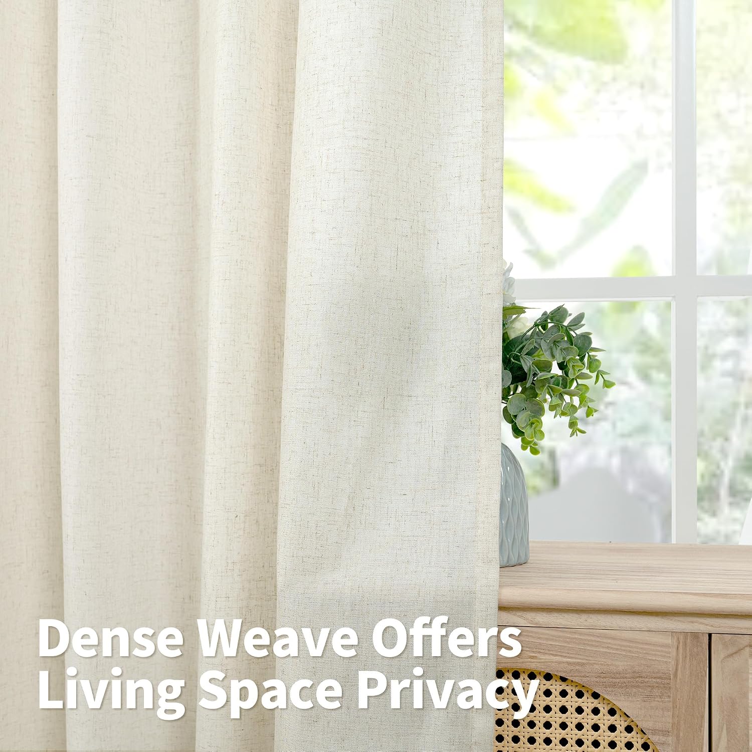 Detalle de YoungsTex Linen Curtains, 42 x 84 Inch