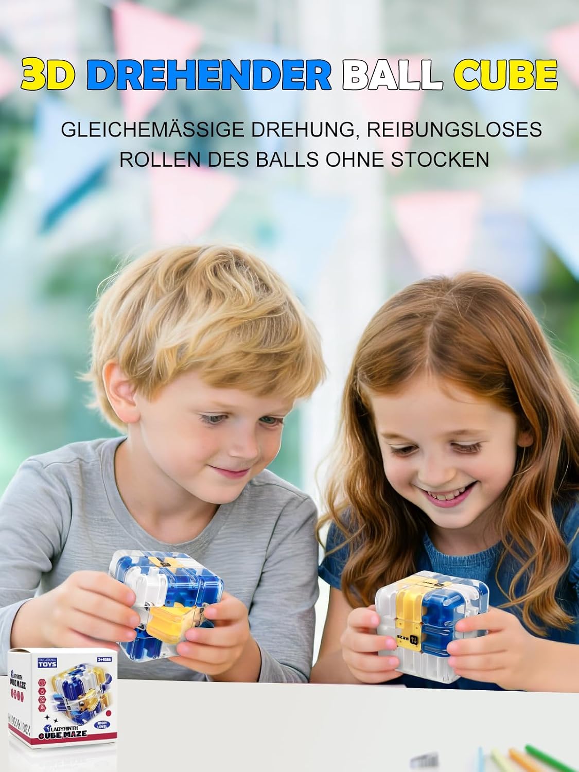 Thumbnail 2 de DealKits 3D Zauberwürfel & Labyrinth Kugel – komplexes Würfel-Puzzle mit rollenden Kugeln (6,9 cm)