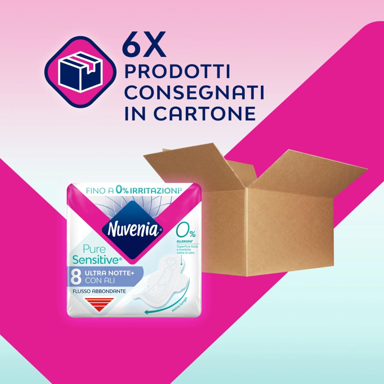 Thumbnail 1 de Nuvenia Pure Sensitive Ultra Notte con Ali – confezione maxi da 48 assorbenti per flusso abbondante