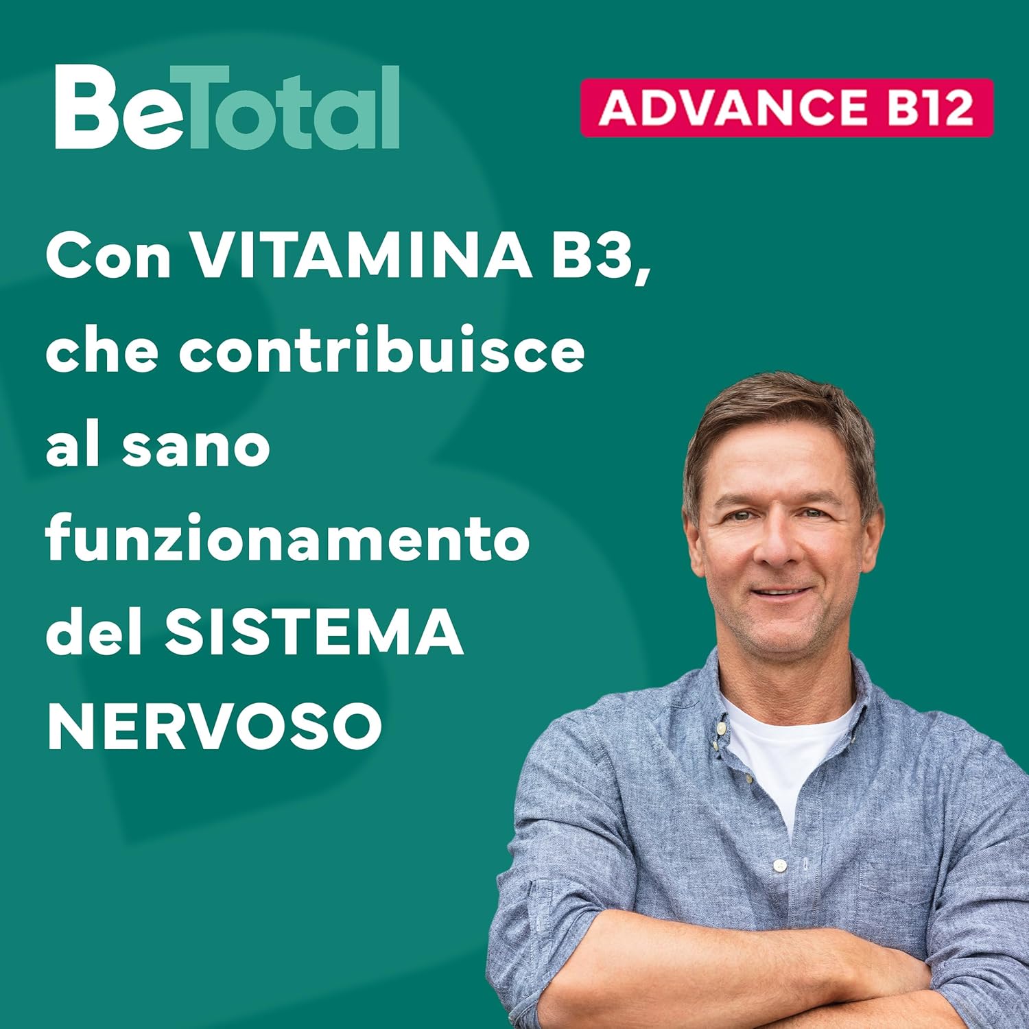 Thumbnail 3 de Be-Total Advance B12 Integratore Alimentare con Vitamina B12 – supporto per stanchezza dopo i 50 anni (3x15 flaconcini, gusto Lampone)