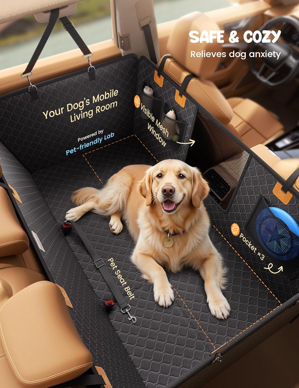 Detalle 2 de Lamicall Dog Car Seat Cover 195kg dog hammock