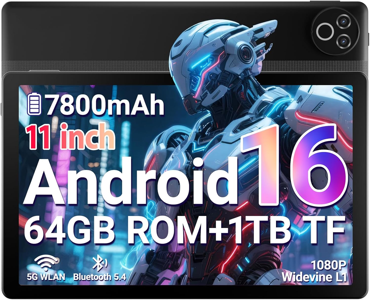Detalle de Laptok Tablet 11 Zoll – Android 16, 20 GB RAM, 64 GB Speicher, microSD bis 1 TB