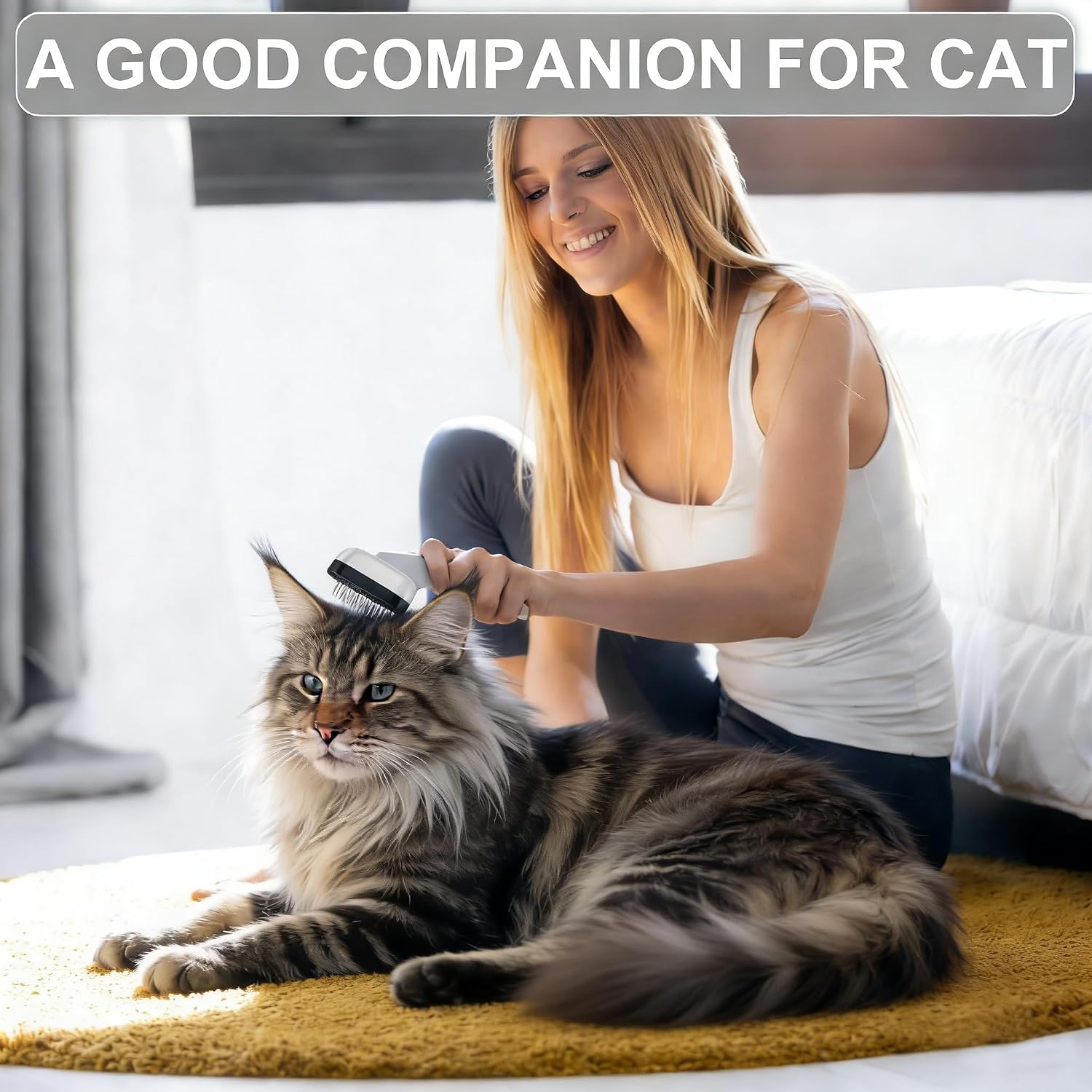 Thumbnail 6 de WOPQAEM Self-Cleaning Slicker Cat Brush for short or long-haired cats (grey)
