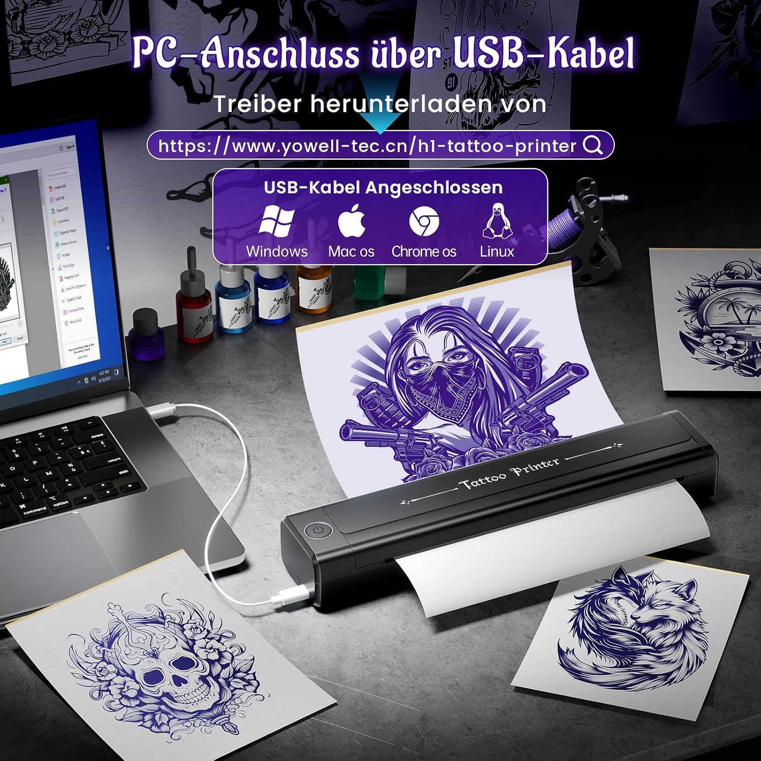 Detalle 2 de Yowell H1 Tattoo Drucker 2000mAh