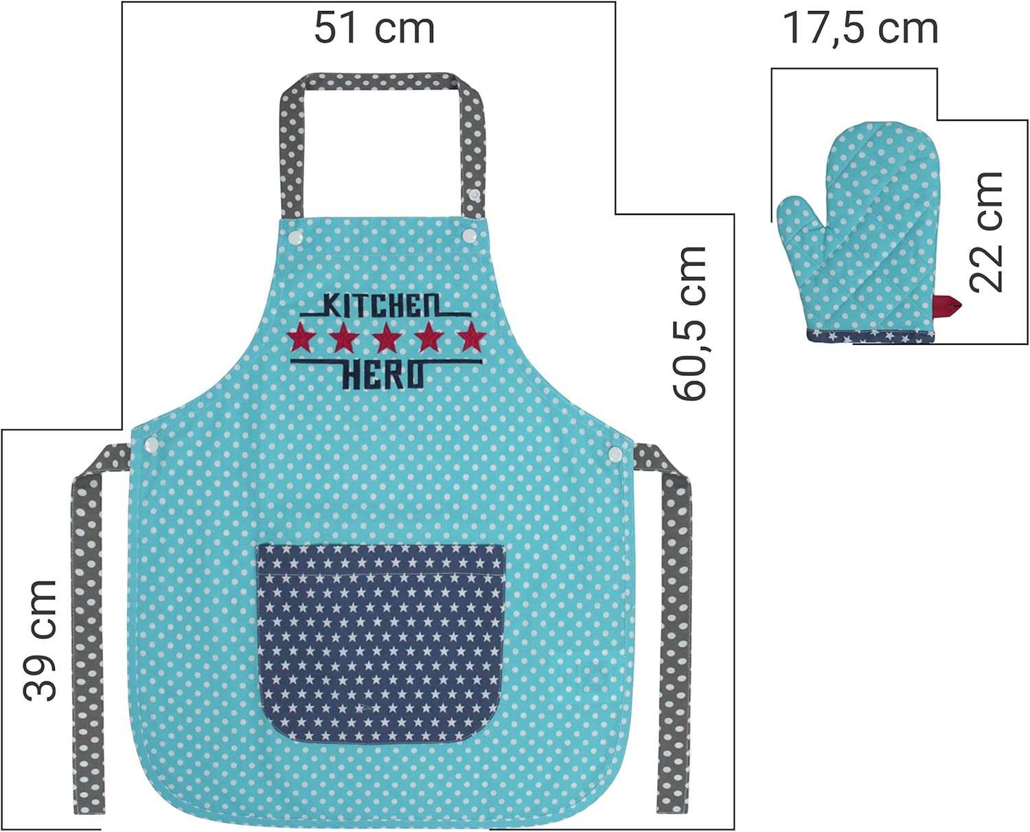 Detalle 2 de Emily´s Check Cappello da cuoc – Grembiule e guanto per bambini