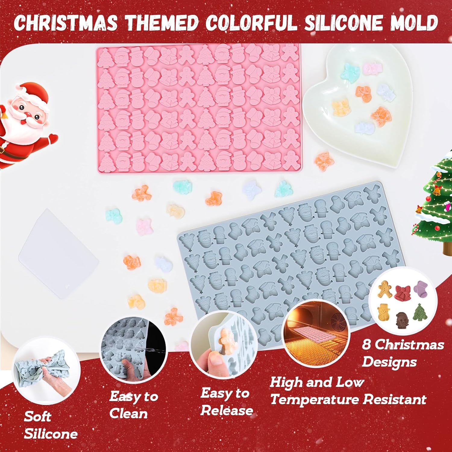 Detalle de LUBOXIN Christmas Silicone Mould 72 cavities