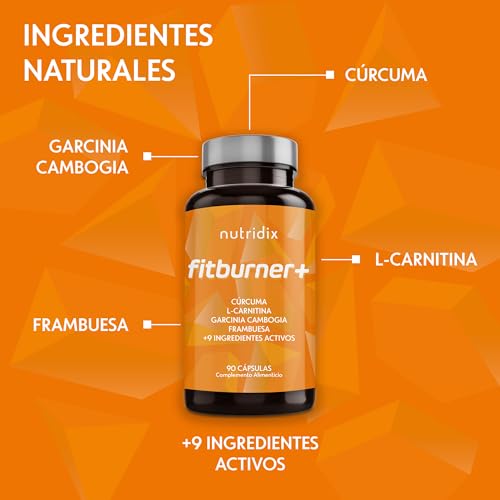 Detalle de FitBurner - Quemagrasa de Nutridix: L-Carnitina + Garcinia Cambogia, 90 cápsulas para 3 meses