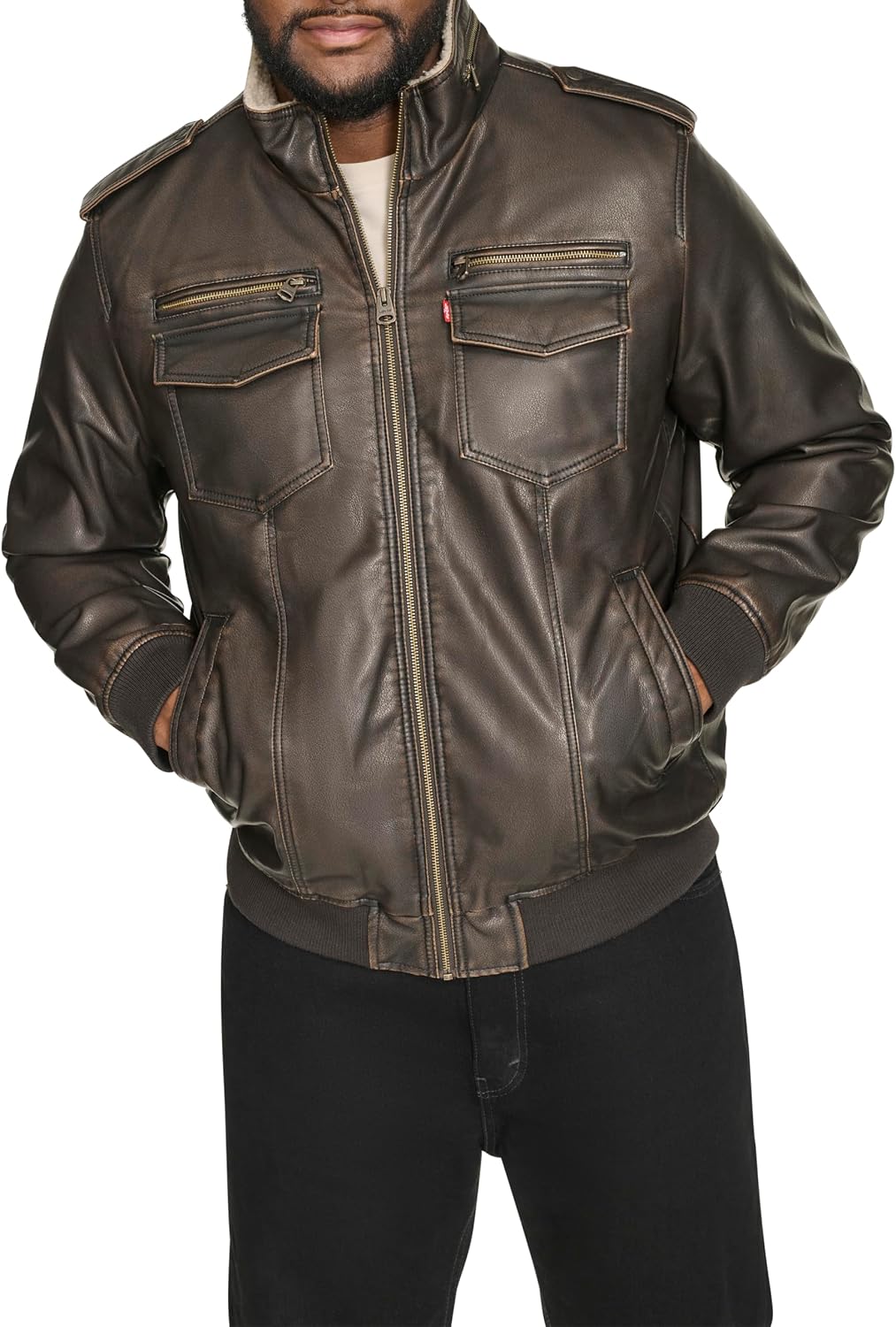 Detalle de Levi's Vintage Deer Faux Leather Aviator Jacket