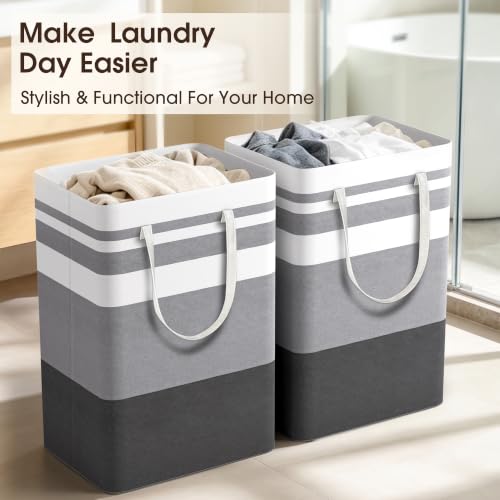 Thumbnail 6 de HomeHacks 2 Pack Large Laundry Baskets (Grey, 75L x 2) with Freestanding Metal Frame