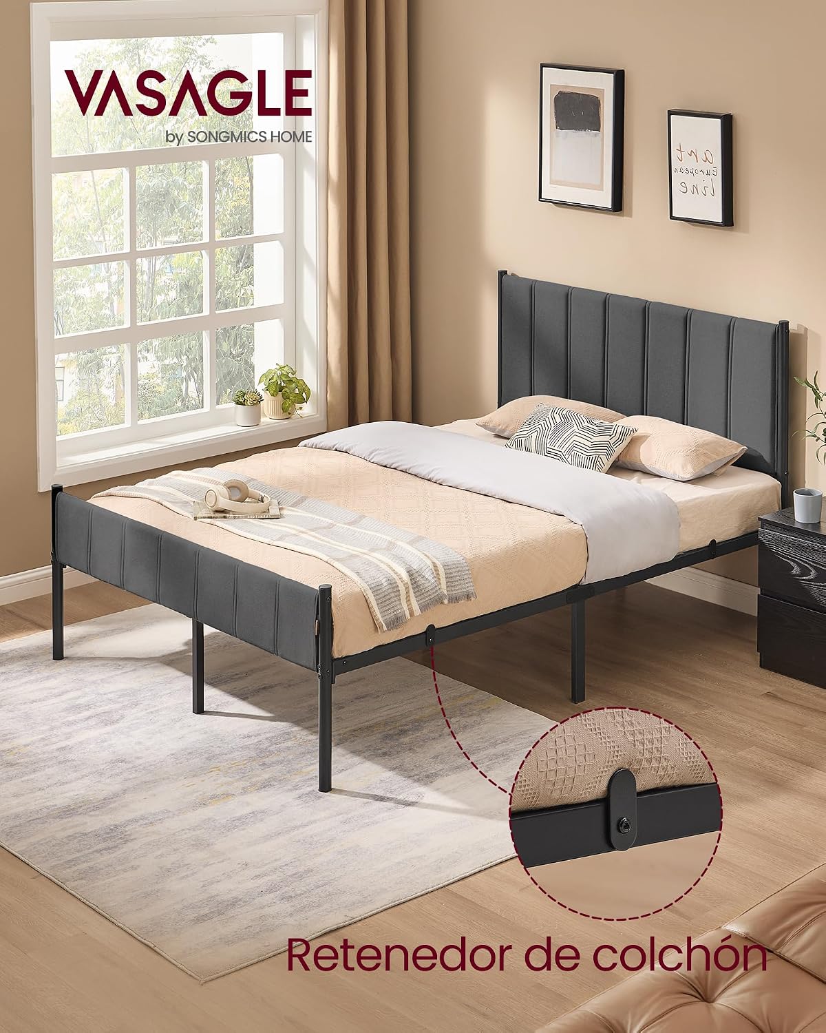 Thumbnail 2 de VASAGLE RMB976G02 marco de cama 135x190 cm
