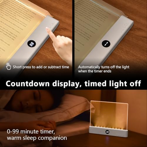 Detalle de HOTUT Piatto LED Libro Lampada – Lampada da Lettura a Pannello Piattto, Luce Tre Colori e Spegnimento Timer, Bianco