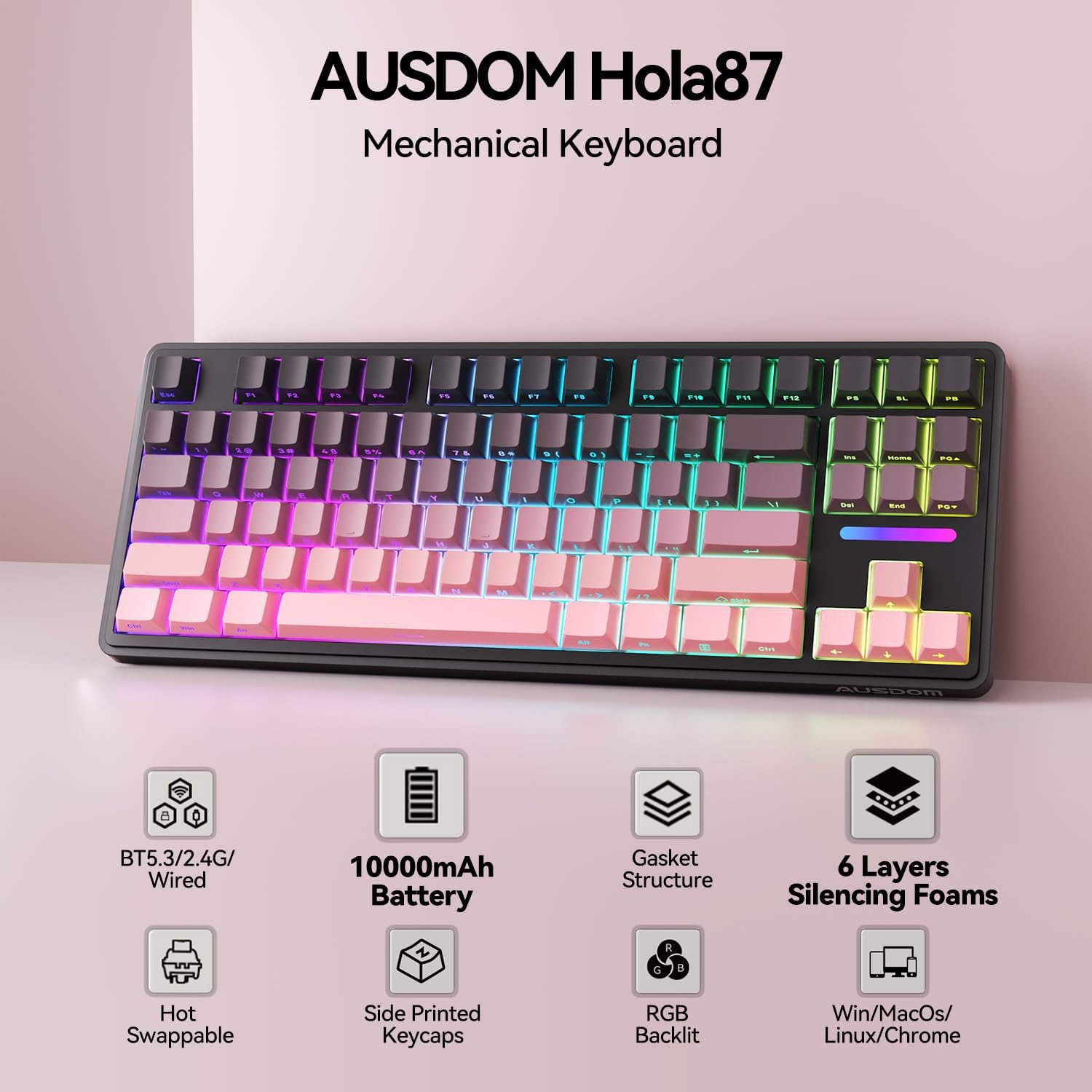 Thumbnail 6 de AUSDOM H87 Hola 87 75% Wireless Mechanical Keyboard, Tri-Mode RGB