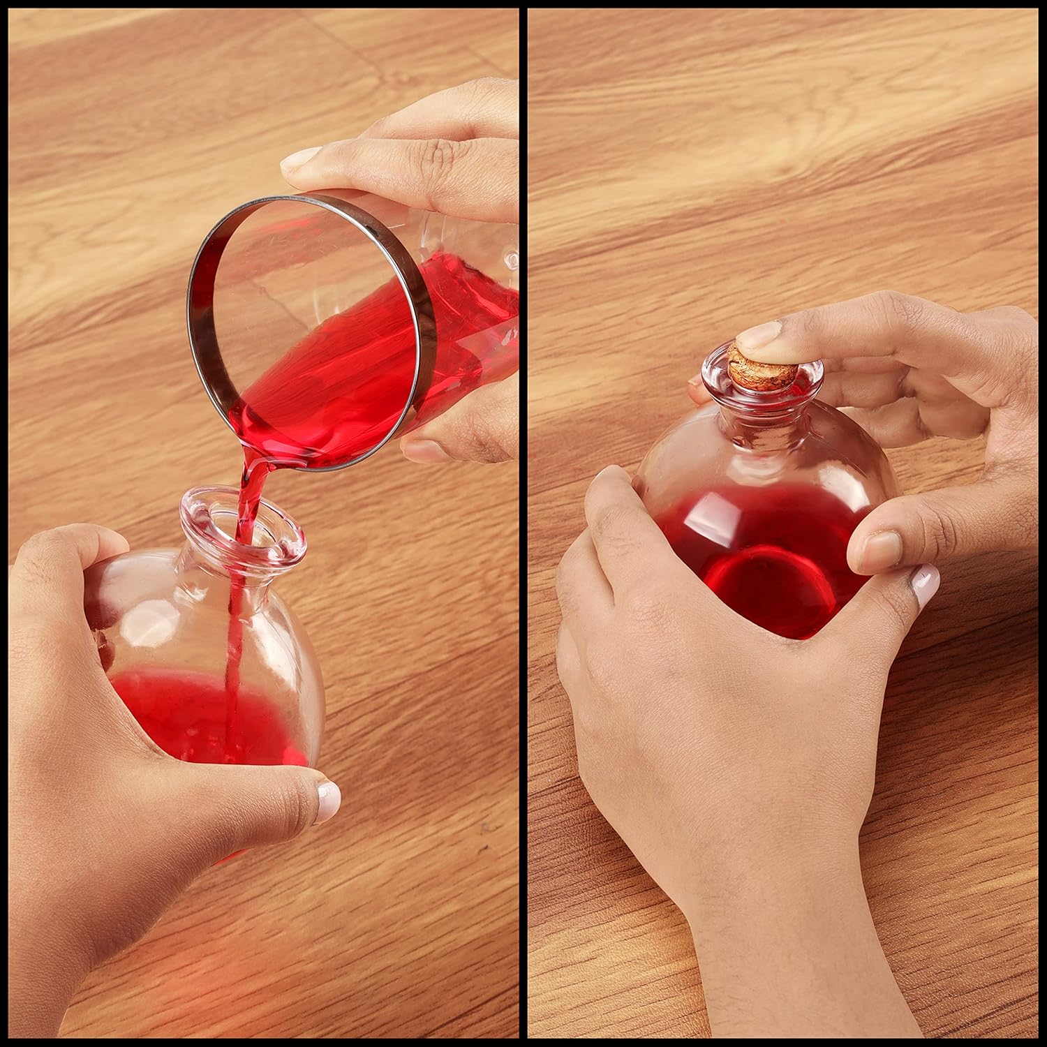 Thumbnail 5 de BELLE VOUS Spherical Glass Bottles 240ml Jar with Cork Stopper