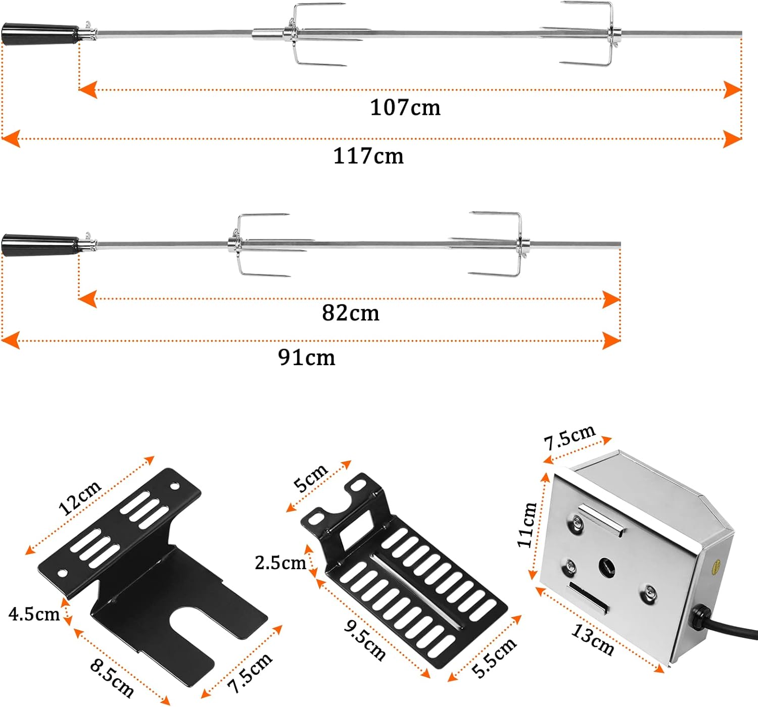 Thumbnail 5 de Set spiedi elettrici ACXIN in acciaio inox con spiedo girevole (107 cm, motore) e 2 forchette