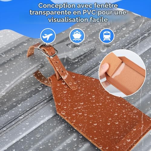 Thumbnail 5 de AiQInu | 6 pièces Étiquette Valise en PU avec Cache-Protection AirTag et Volet Privé